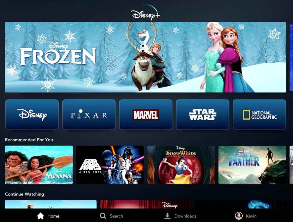 Disney+ User Interface